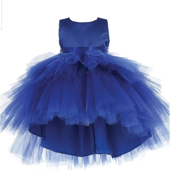 Tip top kids baby ivory white blue ruffle dress - Picture 2 of 4